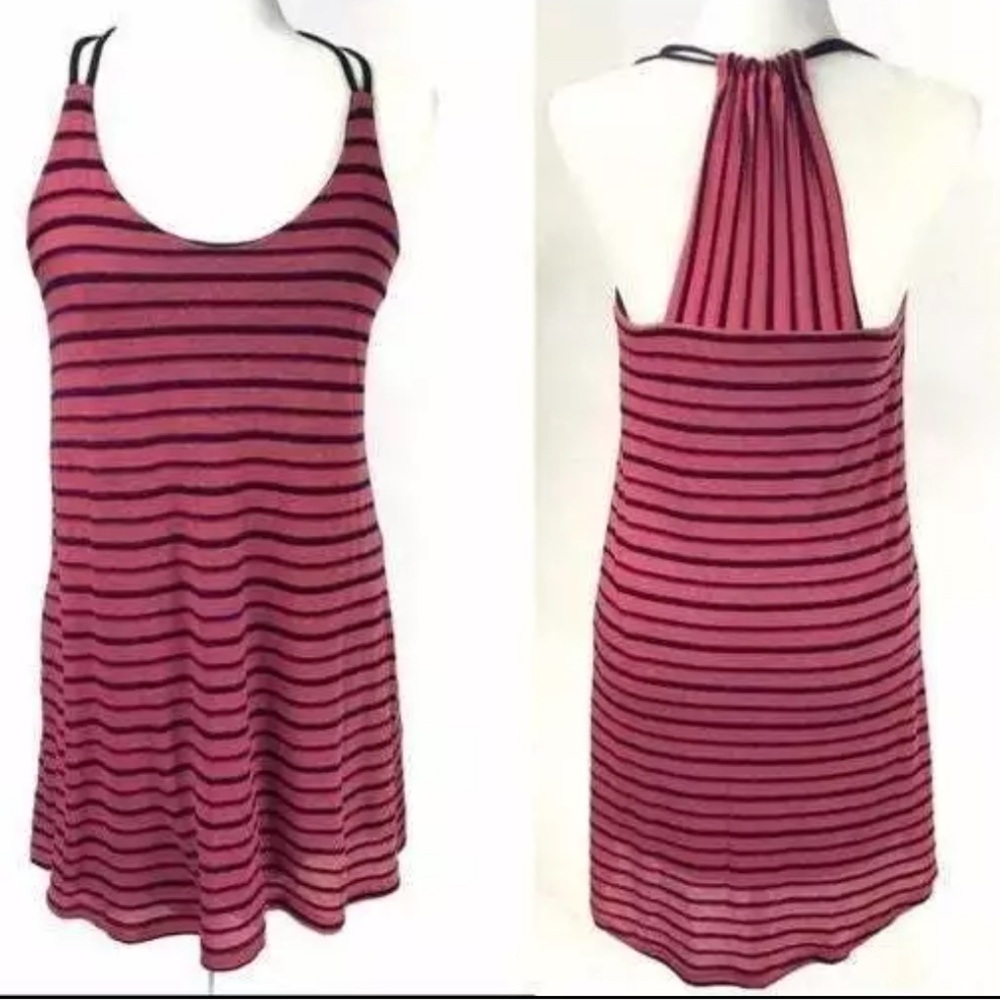 NEW Splendid Pink Navy Striped Sleeveless Fit Flare‎ Tunic Dress Coverup Sz Med
